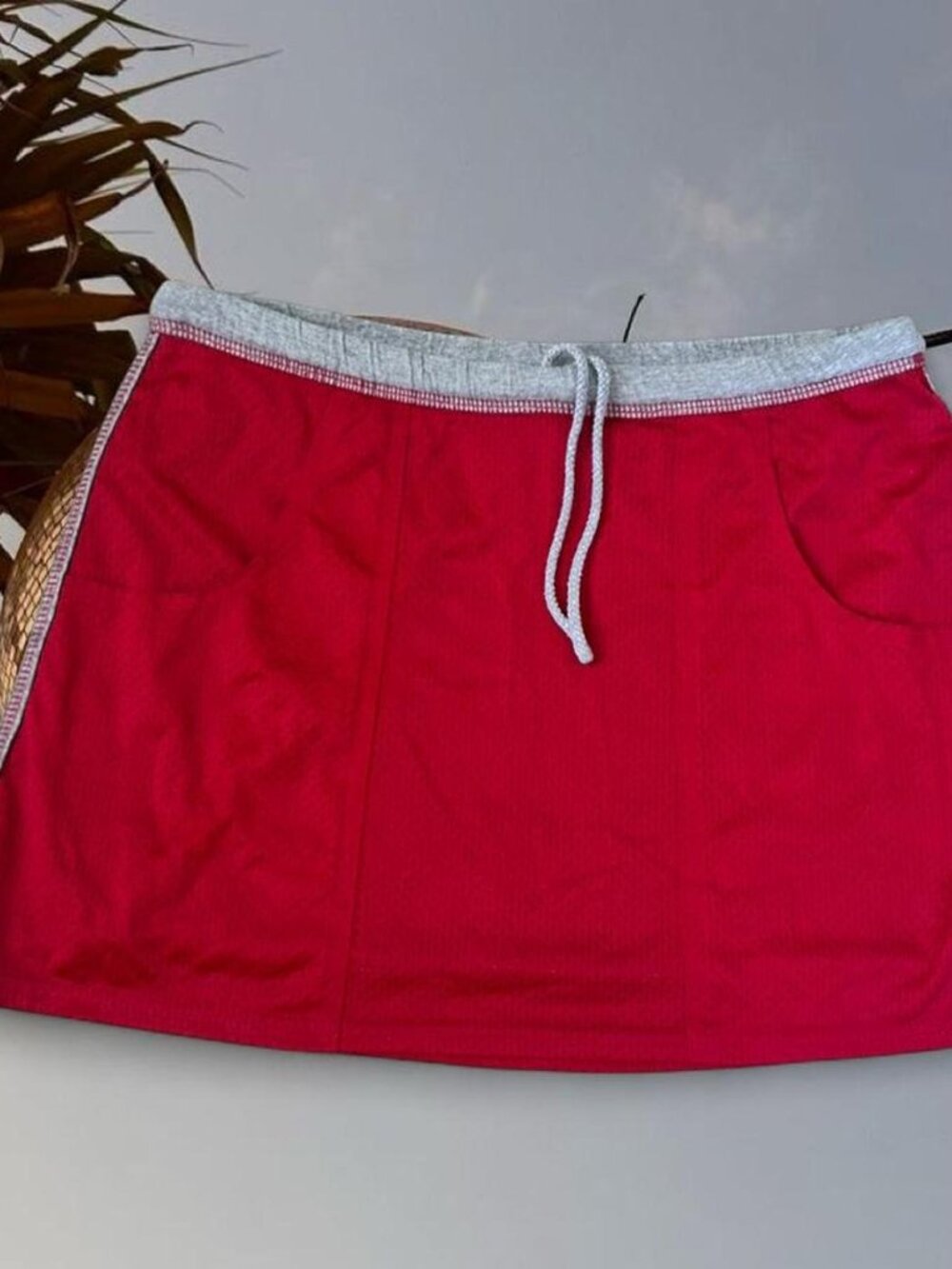 Cherry Red & gray vintage y2k Tail mini skirt ⭐️ 90s 2000s workout sporty mesh